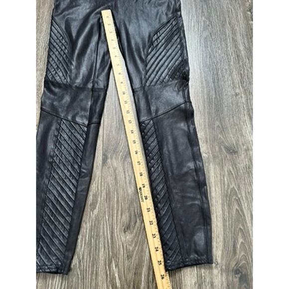 Spanx by Sara Blakely Faux Leather Moto Leggings Womens Size L Black Biker - Picture 2 of 9